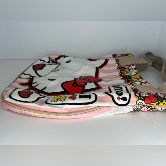 Hello Kitty Loungefly Tote Canvas Faux Leather Open Top Bag VINTAGE - Picture 7 of 12